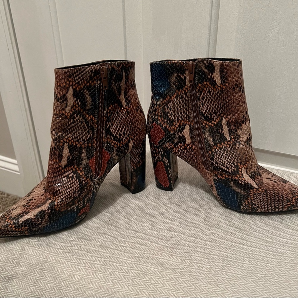Color Pop Snake Skin Booties